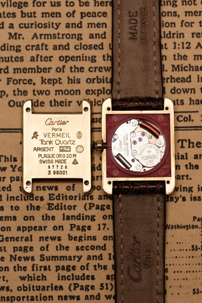 Vintage Cartier Must De Tank Vermeil (SM 20x28mm) ROMAN DIAL QUARTZ Ref.87728