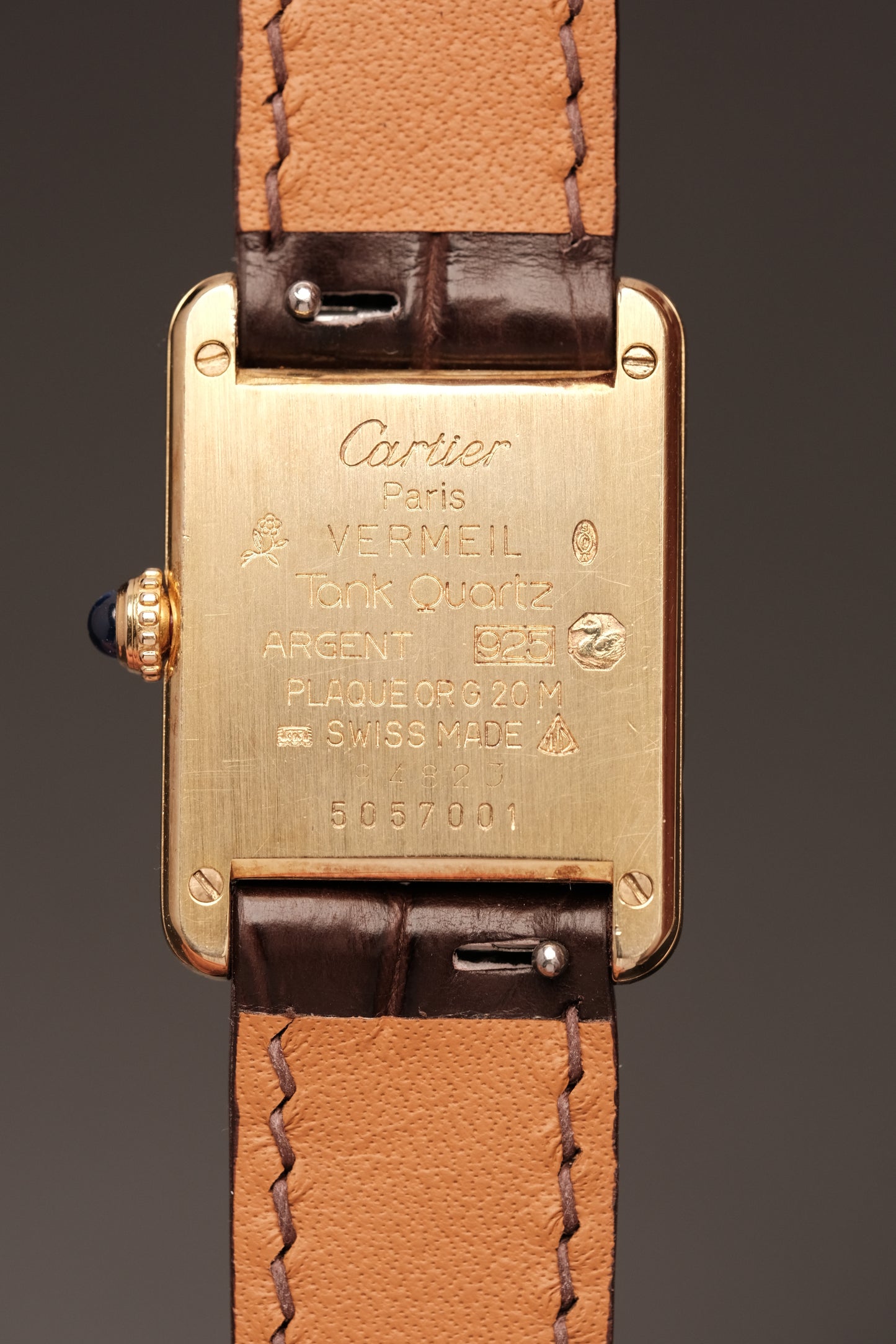 Vintage Cartier Must De Tank Vermeil (SM 20x28mm) ROMAN Ivory DIAL QUARTZ Ref.5057001