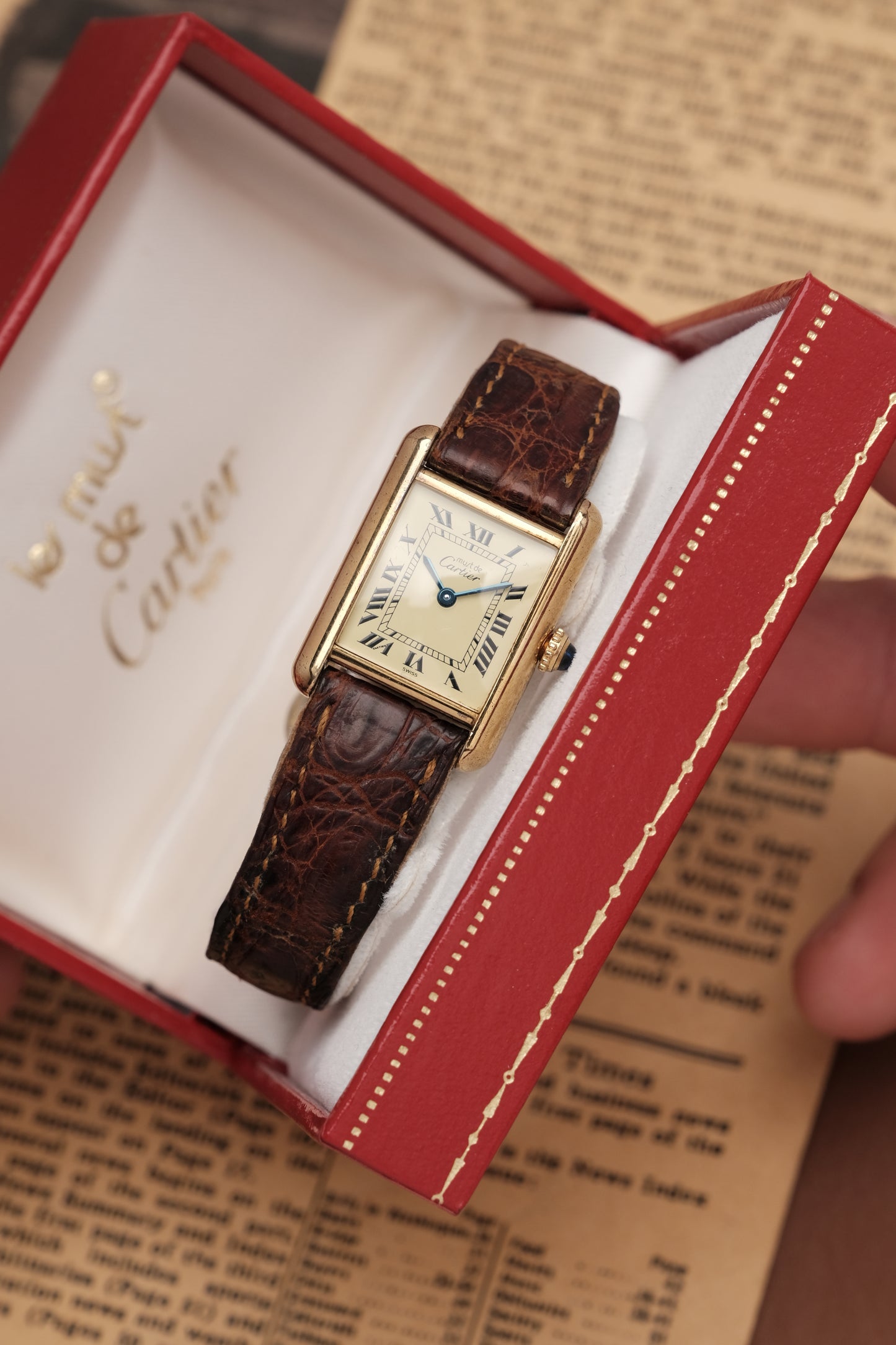 Vintage Cartier Must De Tank Vermeil (SM 20x28mm) ROMAN DIAL QUARTZ Ref.5057001