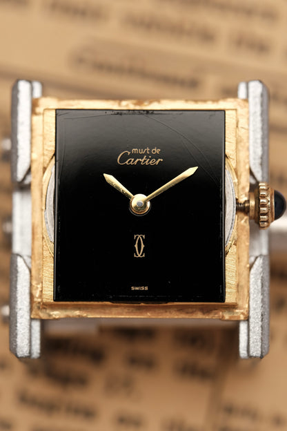 CARTIER MUST DE TANK VERMEIL (SM 20x28mm) BLACK DIAL HAND WINDING