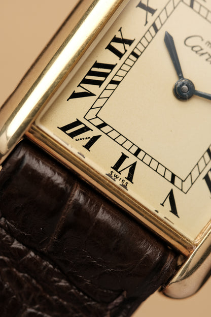 CARTIER MUST DE TANK VERMEIL (LM 23x31mm) ROMAN DIAL HAND WINDING
