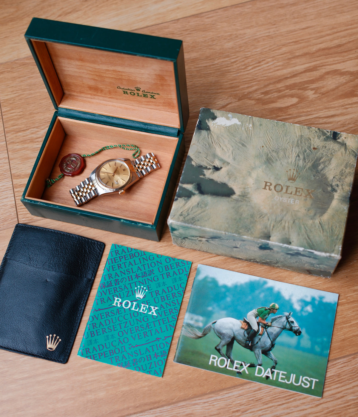 Rolex Datejust 36 16013 Two Tone 18k Yellow Gold Jubilee Bracelet Fluted Bezel + Box and Booklet