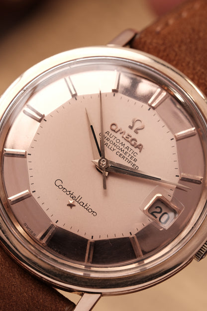 1966 OMEGA CONSTELLATION PIE PAN Mirror Rose Gold Dial (Salmon Dial )CHRONOMETER REF 168.004