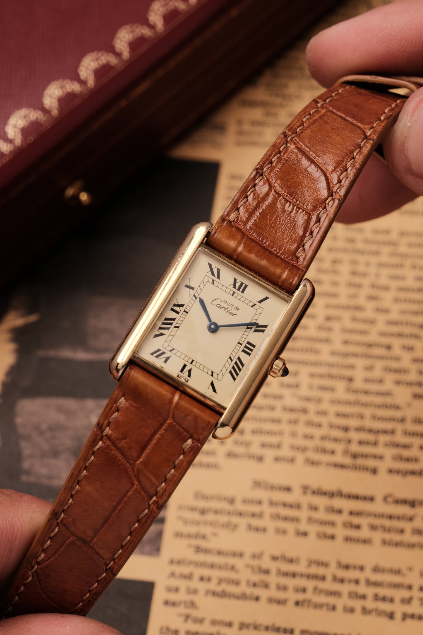 CARTIER MUST DE CARTIER TANK VERMEIL ROMAN DIAL REF. 64221