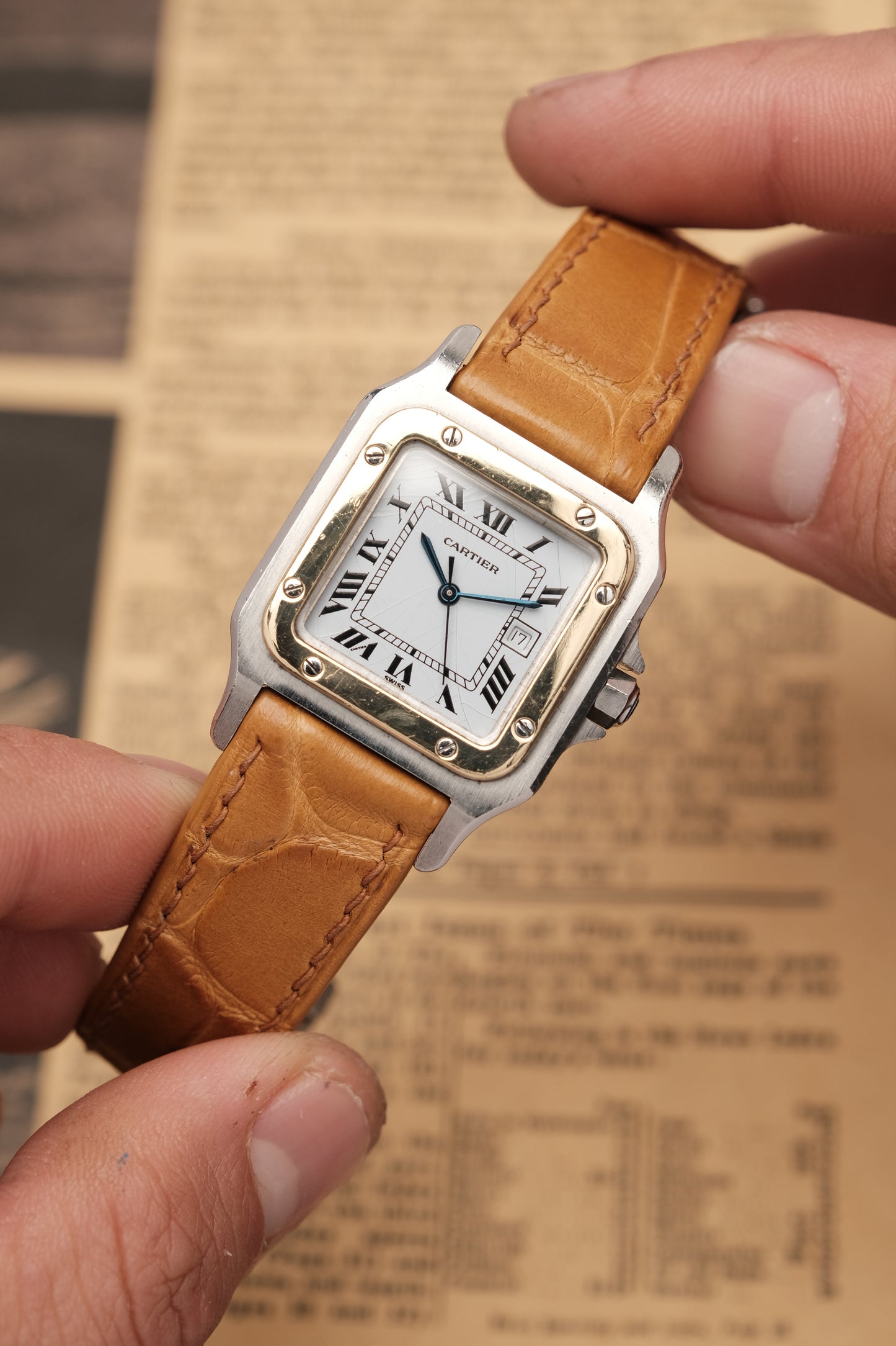 Cartier Santos Carree 2961 Large( 29x41mm)  White Romans Automatic 1980