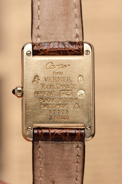 Vintage Cartier Must De Tank Vermeil (SM 20x28mm) ROMAN DIAL QUARTZ Ref.87728