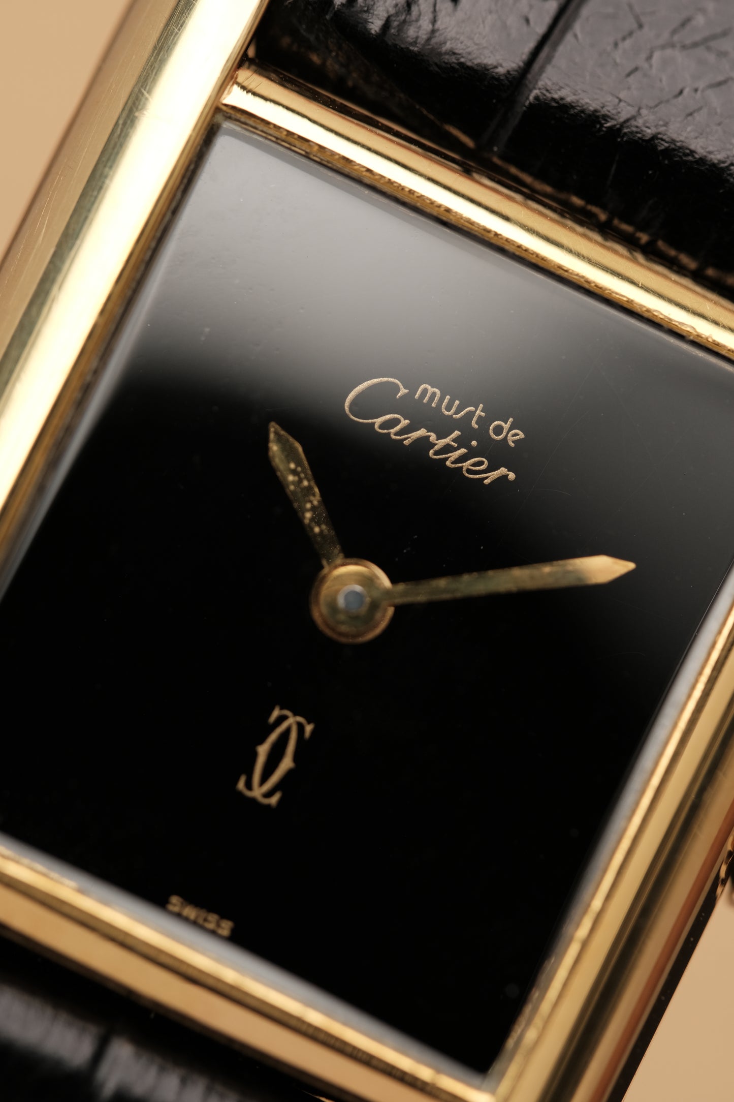 CARTIER MUST DE TANK VERMEIL (SM 20x28mm) BLACK DIAL HAND WINDING