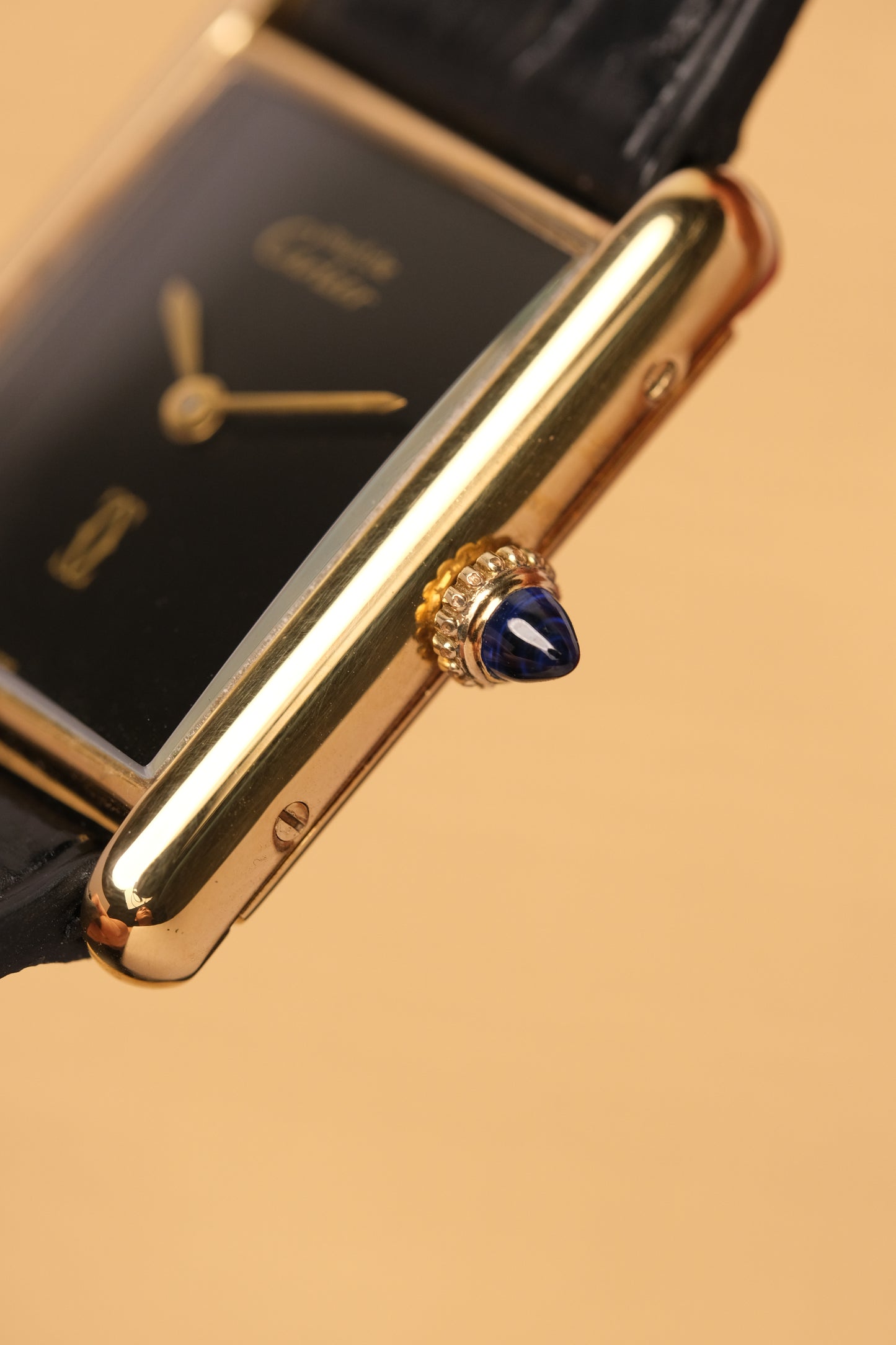 CARTIER MUST DE CARTIER TANK 23x31 Hand Winding VERMEIL Black DIAL REF. 6 213967