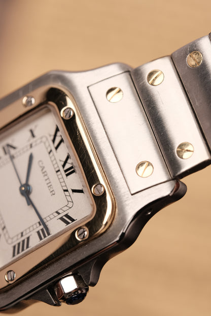 Cartier Santos Galbée 1566 Gold/Steel White Dial LM (29x41mm)