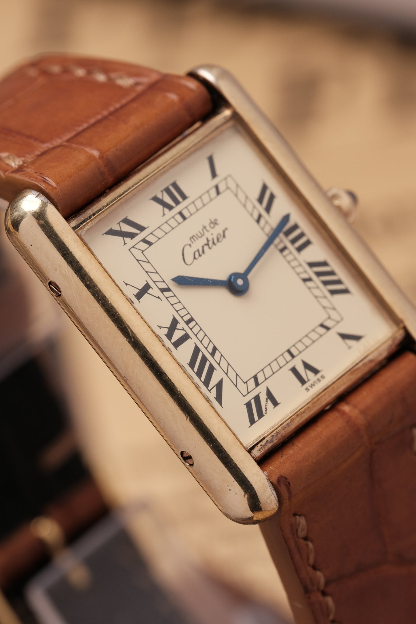 CARTIER MUST DE CARTIER TANK VERMEIL ROMAN DIAL REF. 64221