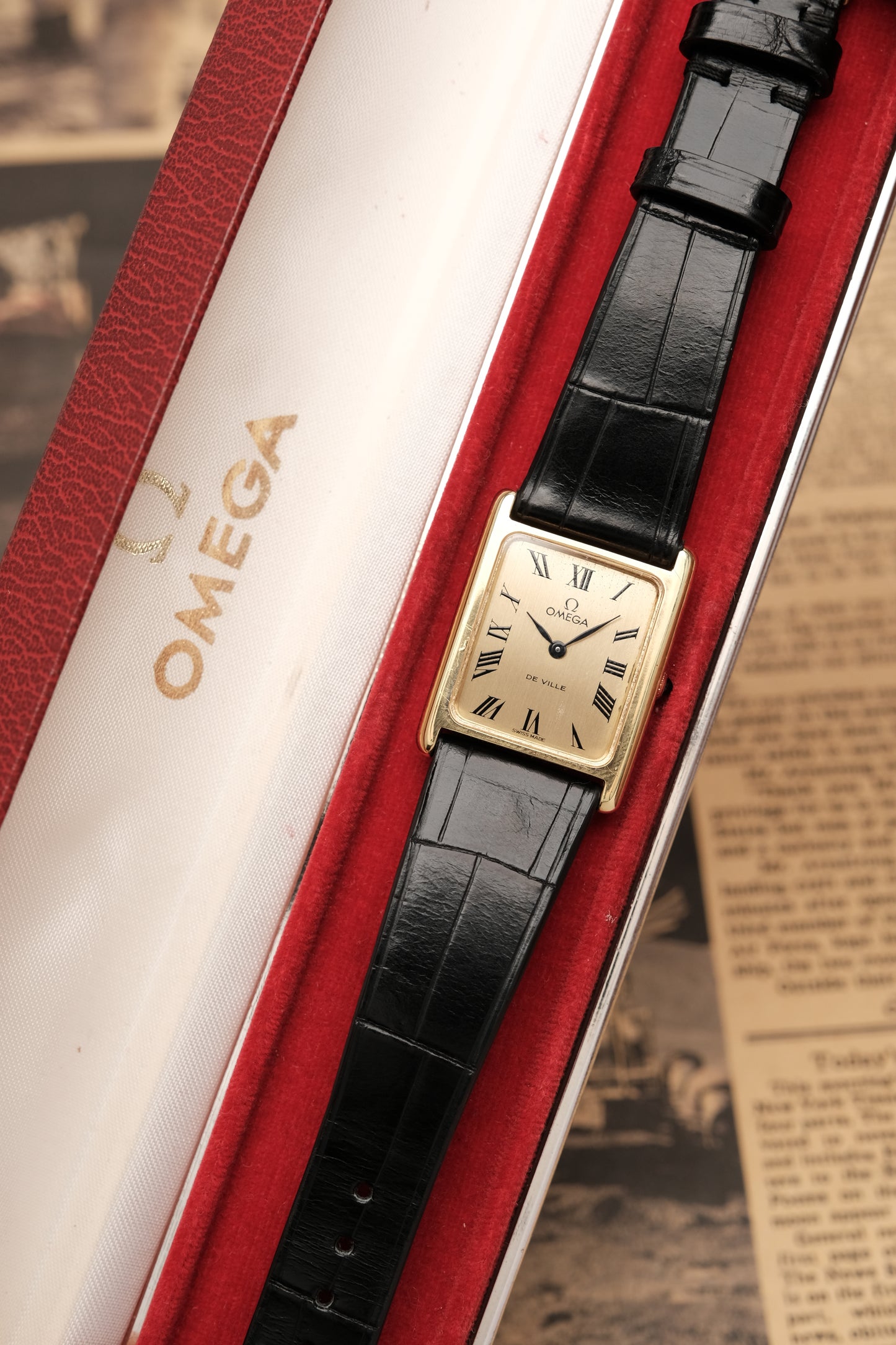 Vintage Tank OMEGA DE VILLE Roman Dial (25x31mm) Hand Windding Ref.11784 + BOX
