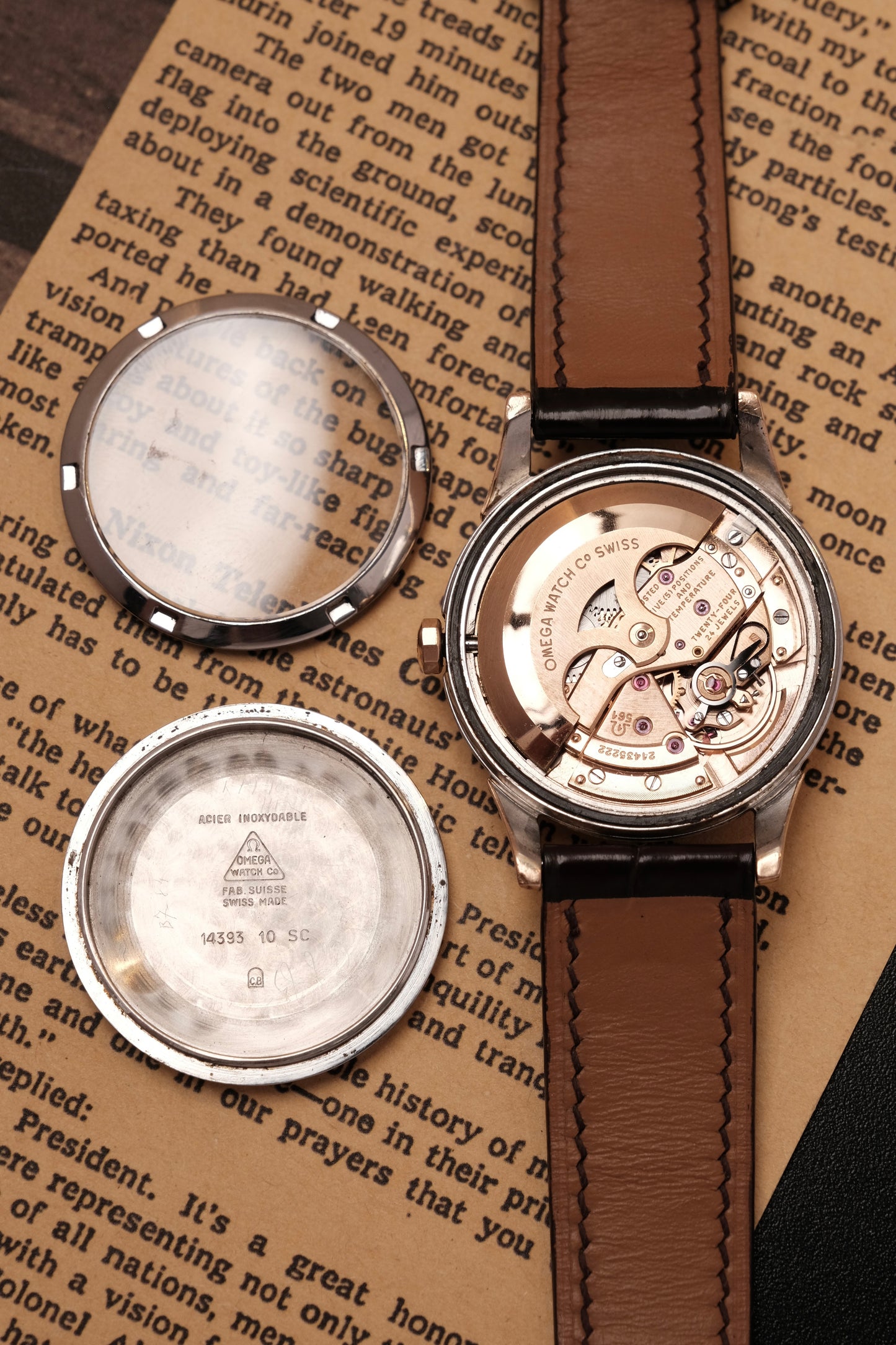 Vintage 1964 Omega Constellation Pie Pan Rose Gold Crosshair Dial  REF. 14393-10 SC (MOD CASE BACK)