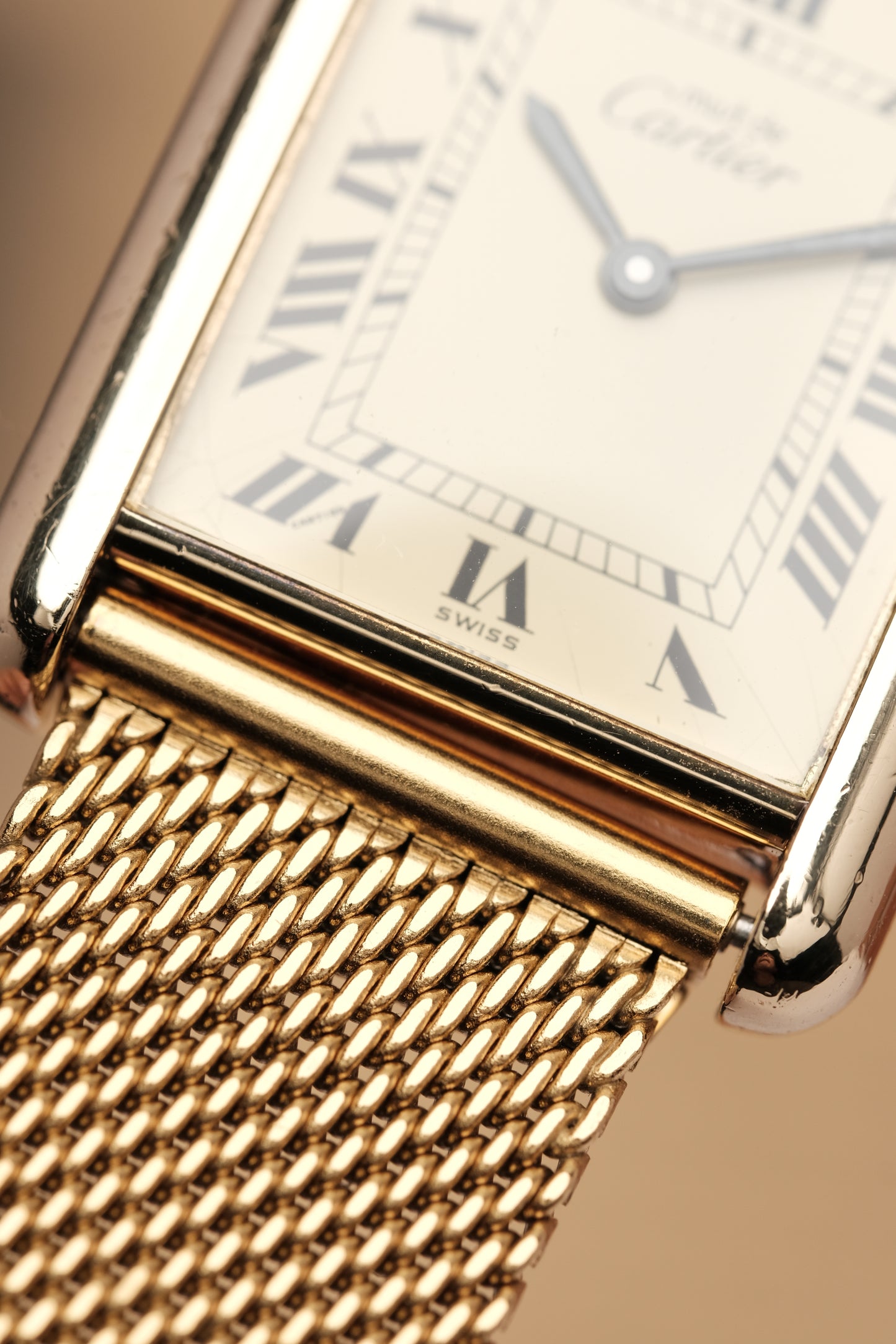 CARTIER MUST DE TANK VERMEIL (LM 23x31mm) ROMAN DIAL HAND WINDING 6144974 + BOX