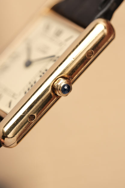 CARTIER MUST DE TANK VERMEIL (LM 23x31mm) ROMAN DIAL QUARTZ + Black Strap