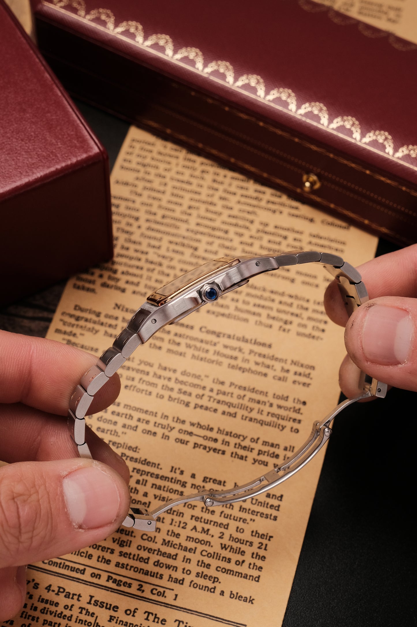 Cartier Santos Galbée 1566 Gold/Steel White Dial 29x41mm Y2K