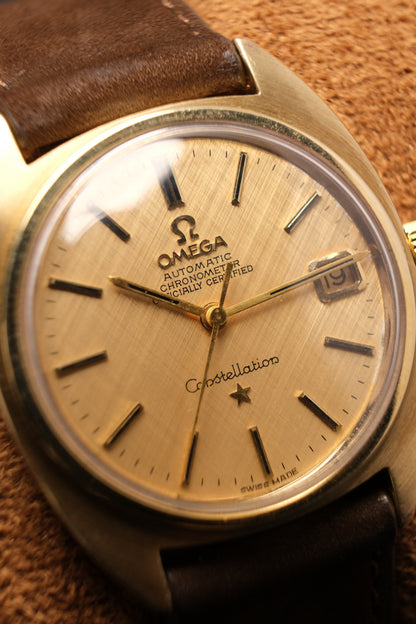 1969 Vintage OMEGA Constellation Chronometer C-shape Linen Champagne Dial  - 168.017