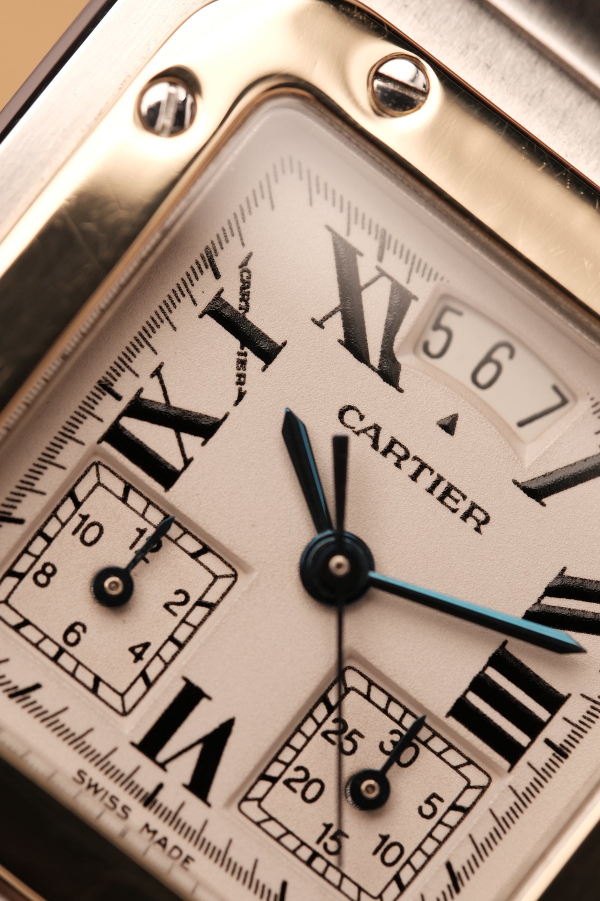 Cartier Santos Galbée Chronoflex Gold/Steel White Dial LM (29x41mm)Ref. 2425 + Box