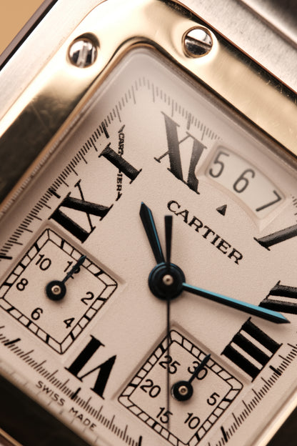 Cartier Santos Galbée Chronoflex Gold/Steel White Dial LM (29x41mm)Ref. 2425 + Box