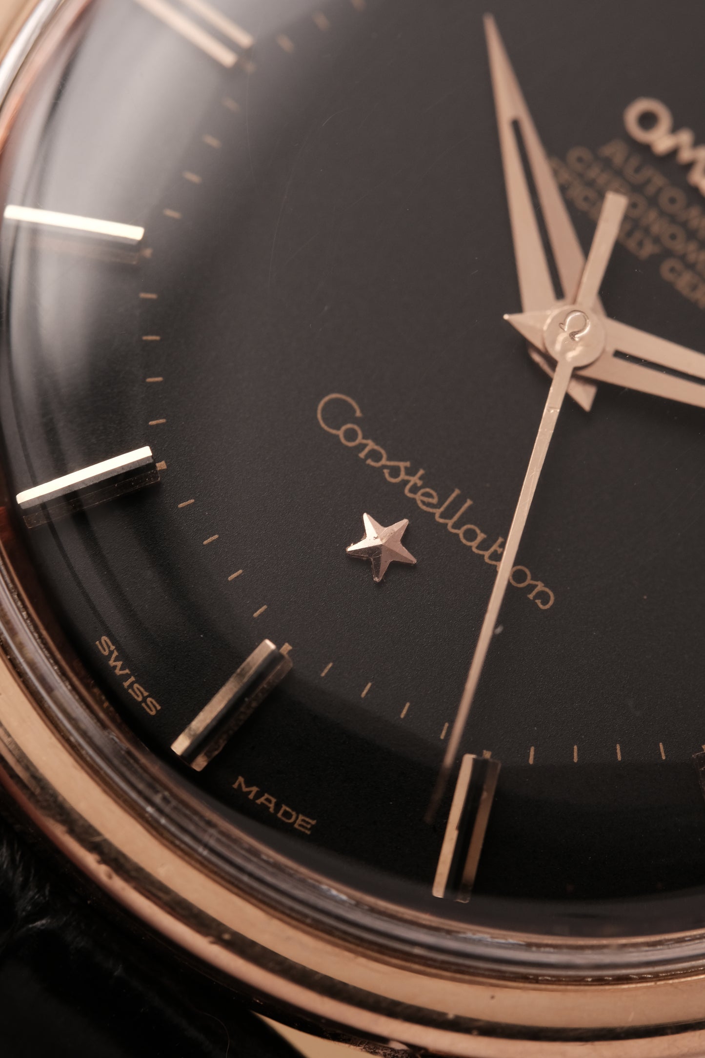 1966 OMEGA CONSTELLATION PIE PAN  Black Dial Rose Gold AUTOMATIC CHRONOMETER REF. 168.004
