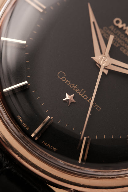1966 OMEGA CONSTELLATION PIE PAN  Black Dial Rose Gold AUTOMATIC CHRONOMETER REF. 168.004