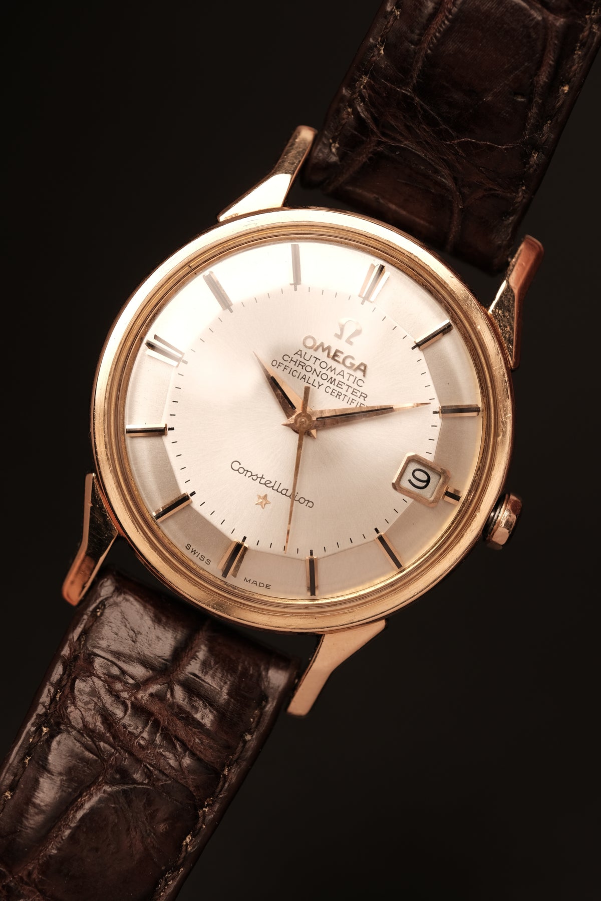1964 OMEGA CONSTELLATION PIE PAN DOG LEG White Dial Rose Gold AUTOMATIC CHRONOMETER REF. 168.005
