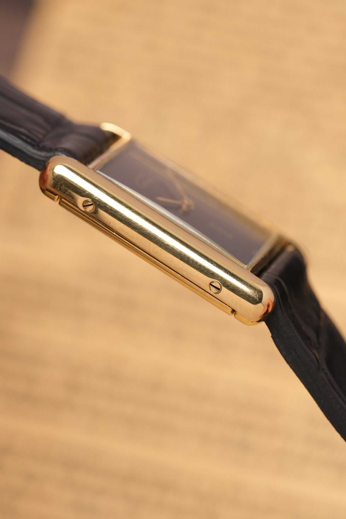 CARTIER MUST DE CARTIER TANK 23x31 Hand Winding VERMEIL Black DIAL REF. 6 062961