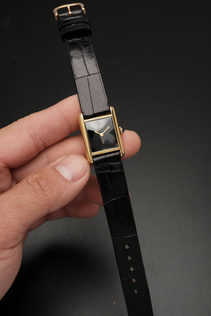 CARTIER MUST DE TANK VERMEIL (SM 20x28mm) BLACK DIAL HAND WINDING