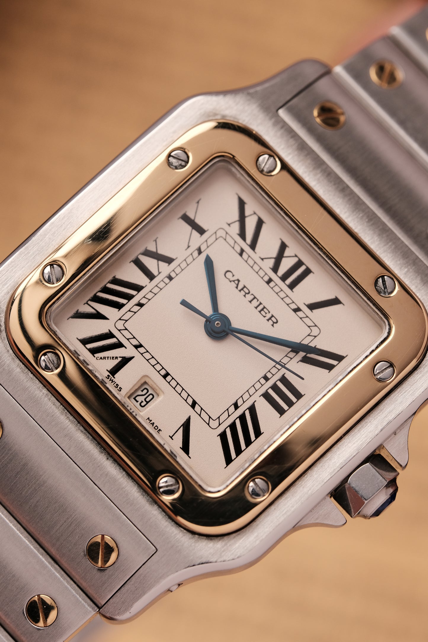 Cartier Santos Galbée 1566 Gold/Steel White Dial 29x41mm Y2K