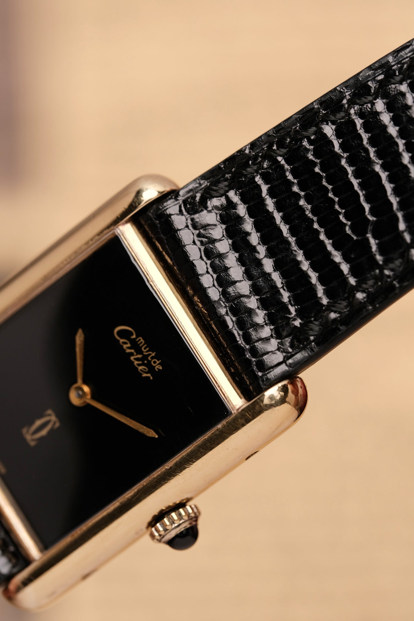 CARTIER MUST DE TANK (LM 23x31mm) Hand Winding VERMEIL Black DIAL 6173765