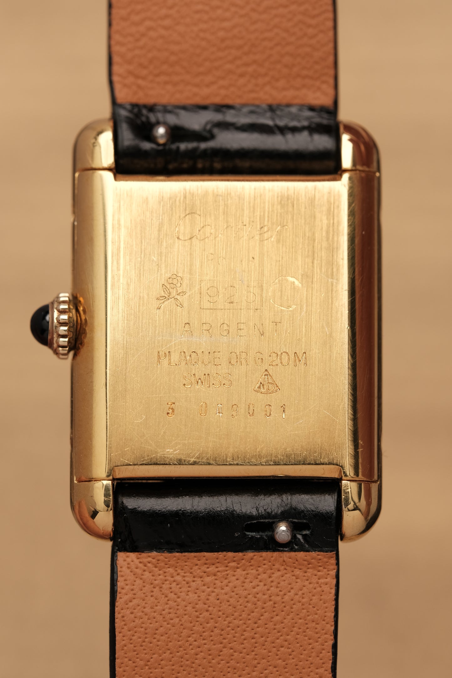 CARTIER MUST DE TANK VERMEIL (SM 20x28mm) BLACK DIAL HAND WINDING