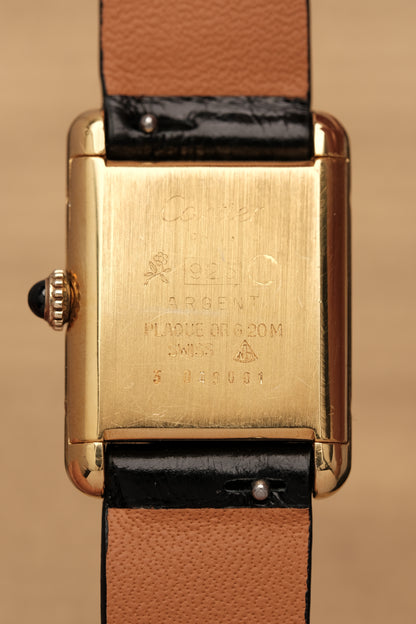 CARTIER MUST DE TANK VERMEIL (SM 20x28mm) BLACK DIAL HAND WINDING