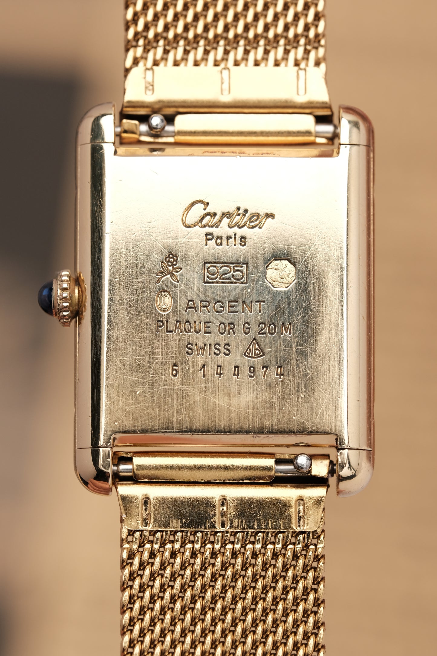 CARTIER MUST DE TANK VERMEIL (LM 23x31mm) ROMAN DIAL HAND WINDING 6144974 + BOX