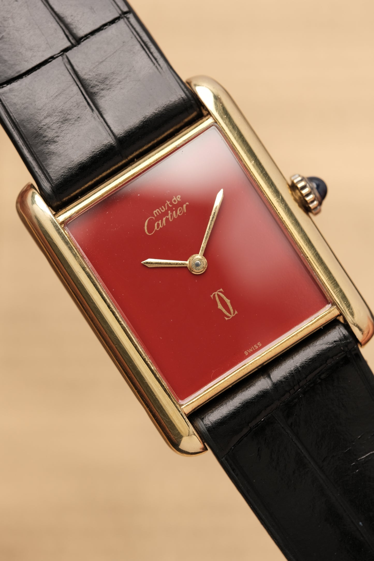 CARTIER MUST DE TANK VERMEIL (LM 23x31mm) HAND WINDING FERRARI RED DIAL