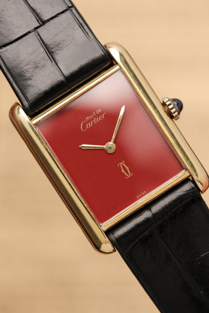 CARTIER MUST DE TANK VERMEIL (LM 23x31mm) HAND WINDING FERRARI RED DIAL