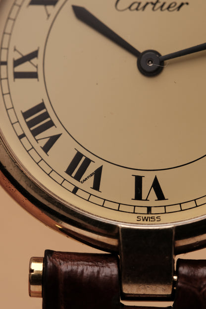 1990's  Cartier  Must Vendome LM Vermeil Quartz Gold Plated 30mm