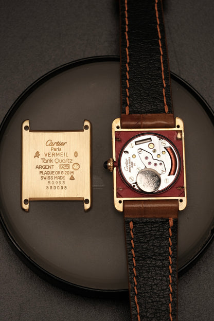 CARTIER MUST DE TANK VERMEIL (LM 23x31mm) ROMAN DIAL QUARTZ