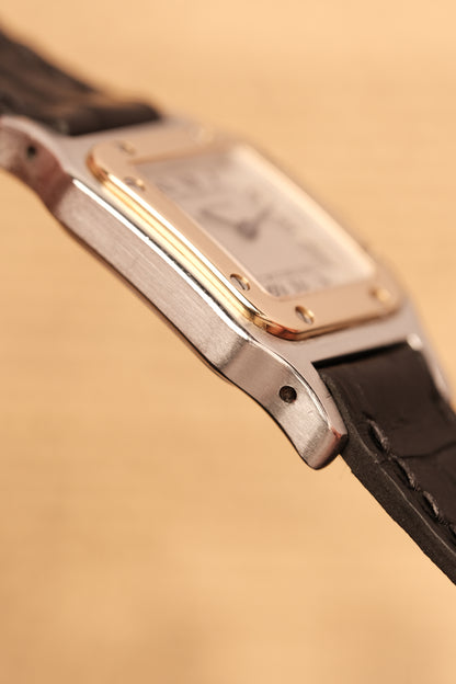 Cartier Santos Galbee 1057930 Quartz Gold/Steel White Dial SM (24x35mm) + Box and Paper