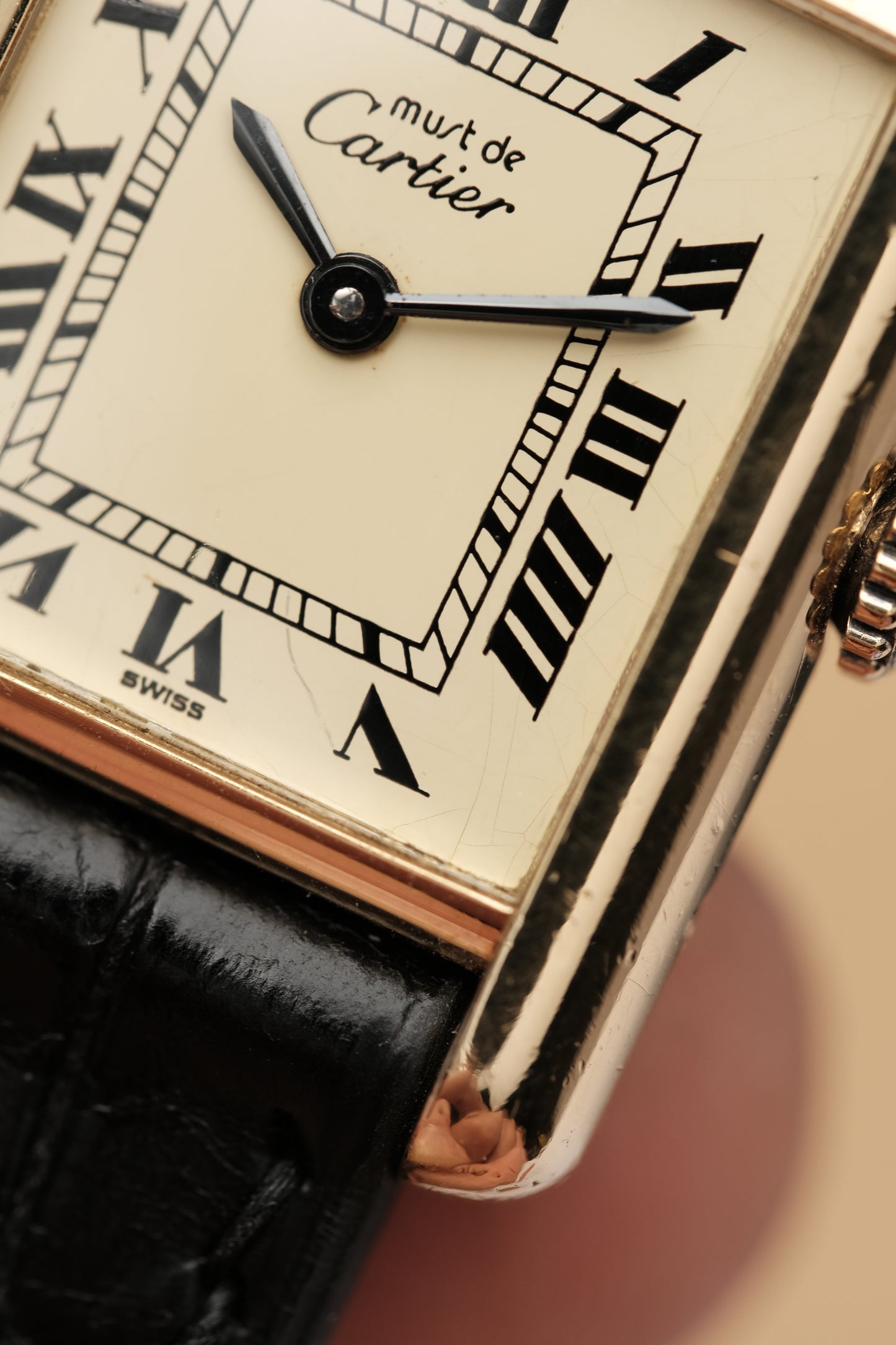 Vintage Cartier Must De Tank Vermeil (SM 20x28mm) ROMAN DIAL Hand Windding Ref.3096998