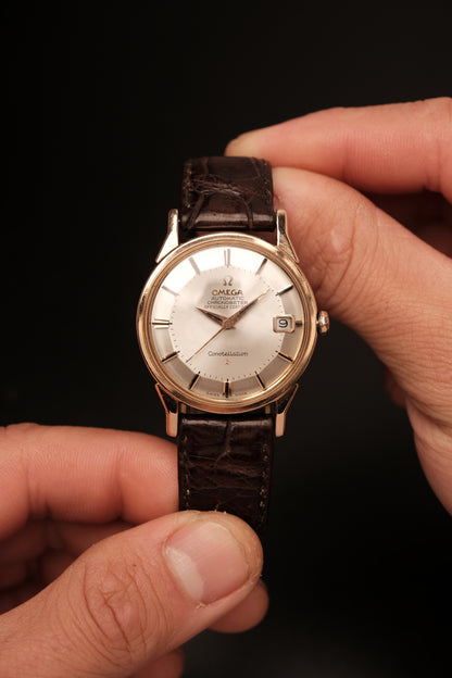 1964 OMEGA CONSTELLATION PIE PAN DOG LEG White Dial Rose Gold AUTOMATIC CHRONOMETER REF. 168.005