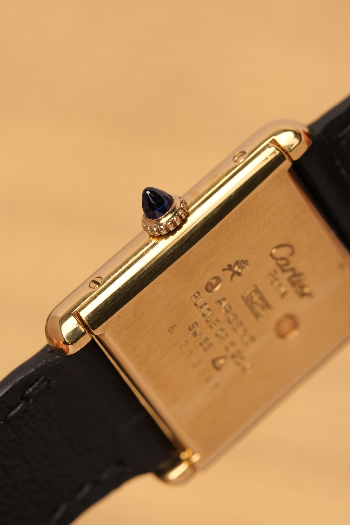 CARTIER MUST DE CARTIER TANK 23x31 Hand Winding VERMEIL Black DIAL REF. 6 213967