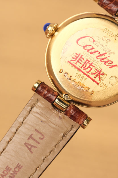 Ladies Cartier Must Vendome Vermeil 1851 ARGENT 925 Gold Plated 24MM ( Fullset)