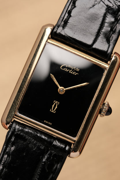 CARTIER MUST DE TANK VERMEIL (LM 23x31mm) HAND WINDING BLACK DIAL 6048114