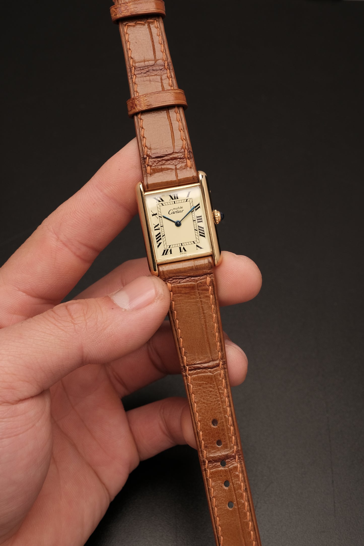 CARTIER MUST DE TANK VERMEIL (LM 23x31mm) ROMAN DIAL QUARTZ