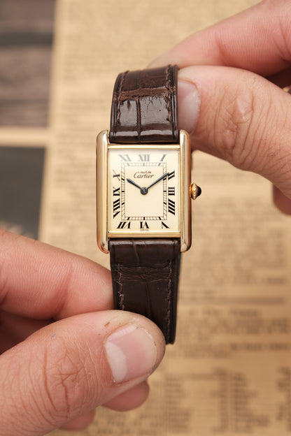CARTIER MUST DE TANK VERMEIL (LM 23x31mm) ROMAN DIAL HAND WINDING