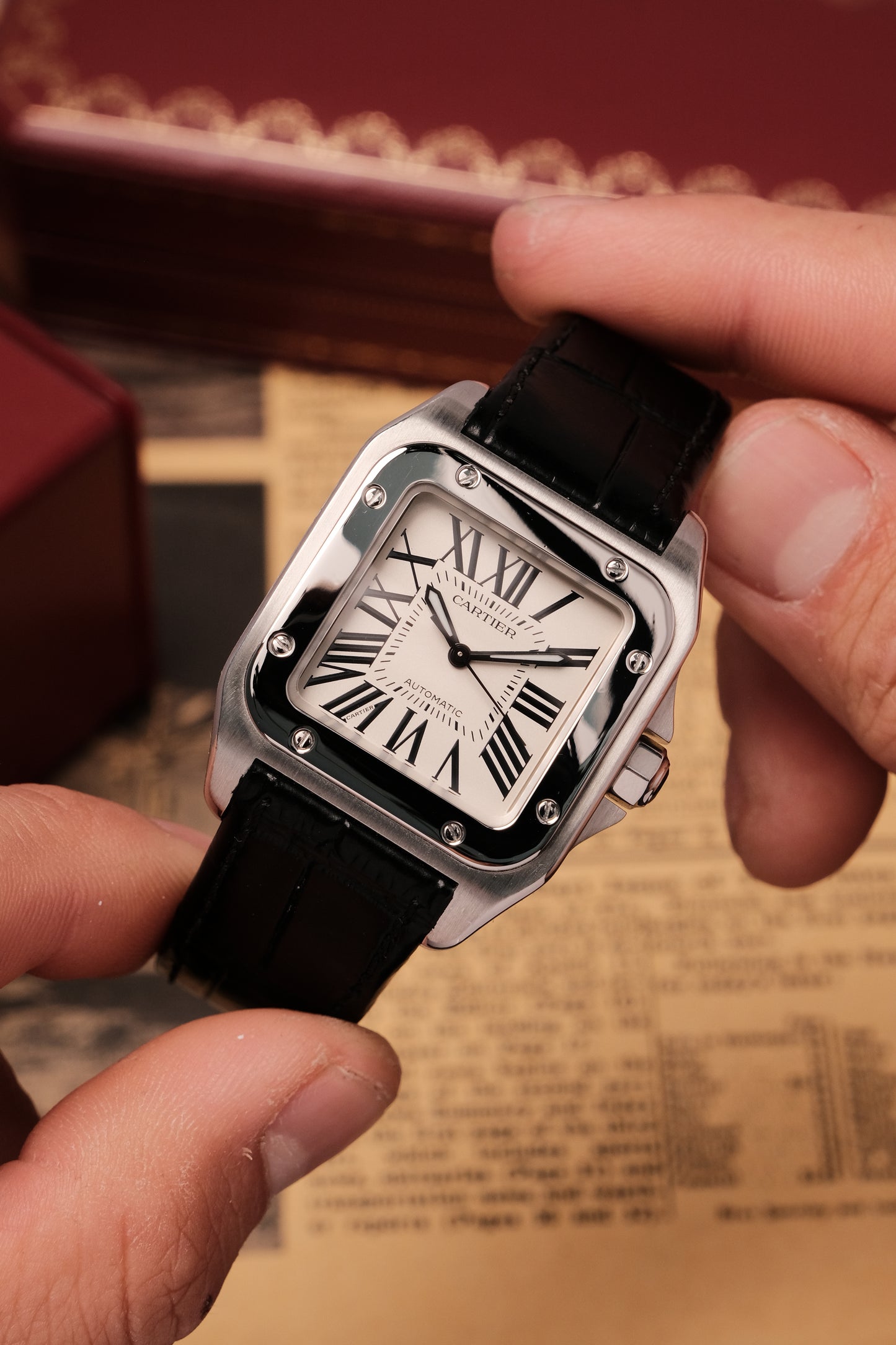 (Full set) Cartier Santos 100 W20126X8 2878 MM White 33mm Automatic Watch