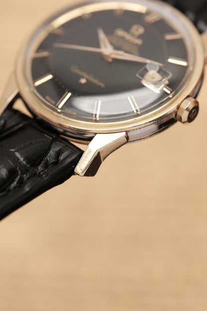 1966 OMEGA CONSTELLATION PIE PAN DOG LEG BLACK DIAL YELLOW GOLD AUTOMATIC CHRONOMETER REF. 168.005