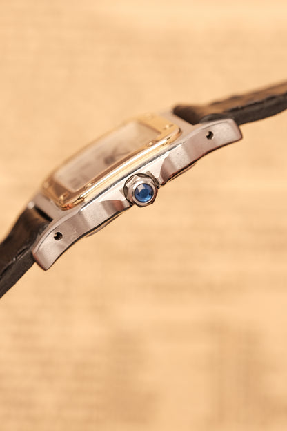 Cartier Santos Galbee 1057930 Quartz Gold/Steel White Dial SM (24x35mm) + Box and Paper