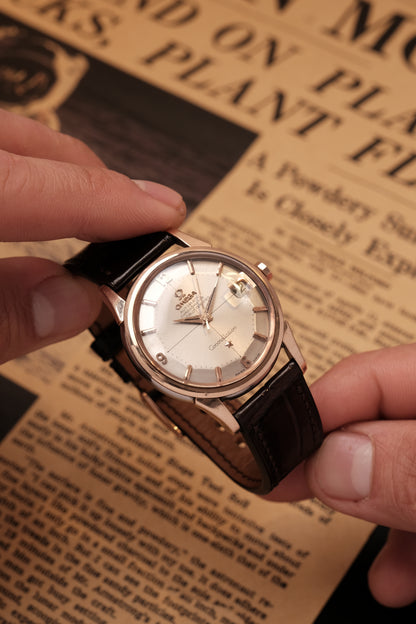 Vintage 1964 Omega Constellation Pie Pan Rose Gold Crosshair Dial  REF. 14393-10 SC (MOD CASE BACK)
