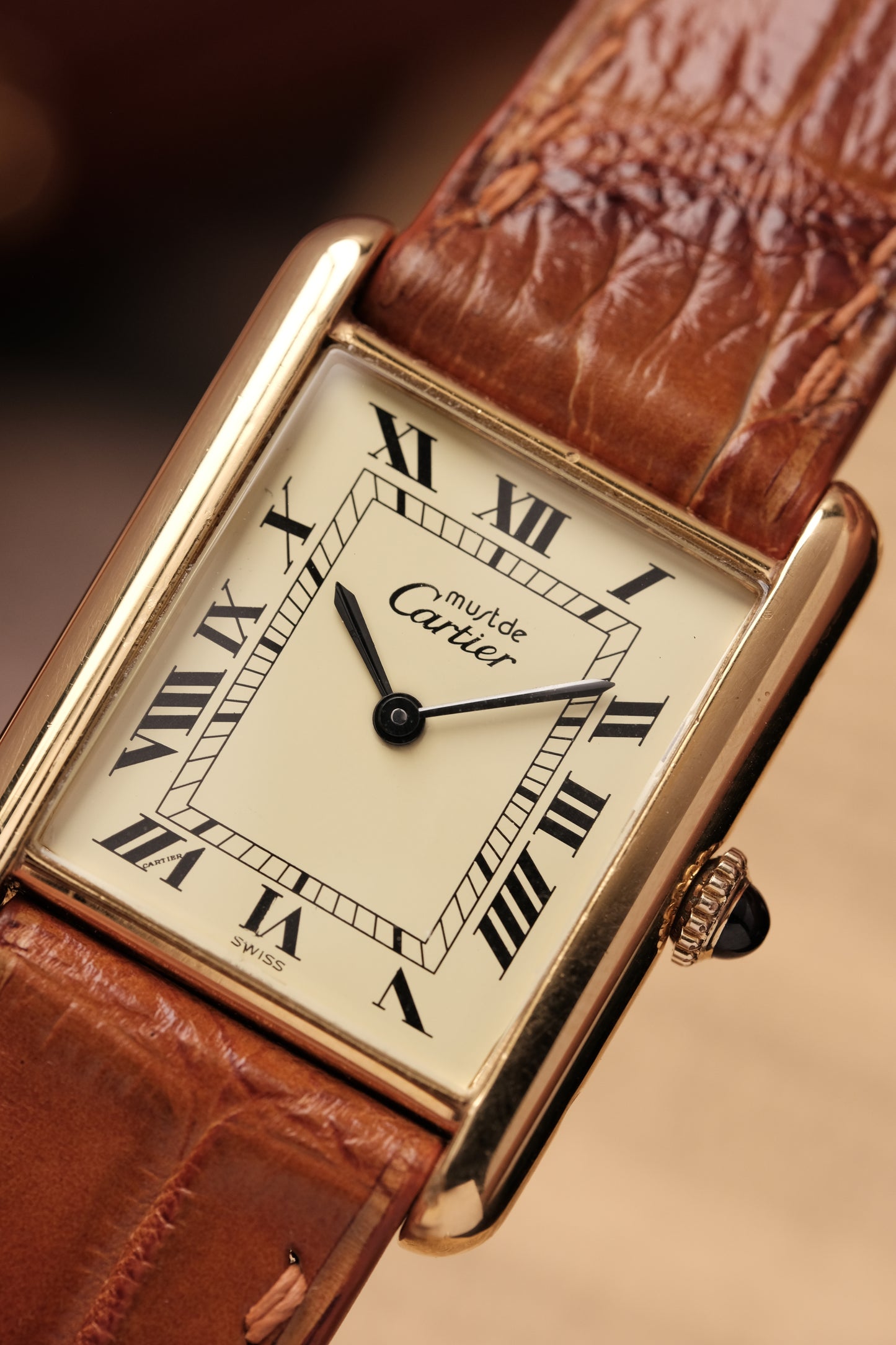 CARTIER MUST DE CARTIER TANK Hand Winding VERMEIL ROMAN DIAL REF. 6 219393