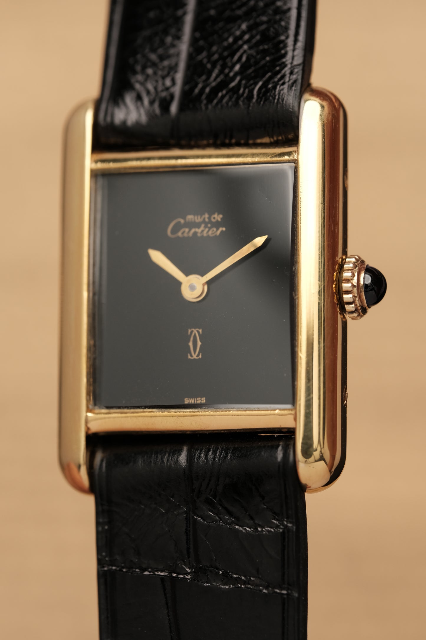 CARTIER MUST DE TANK VERMEIL (SM 20x28mm) BLACK DIAL HAND WINDING